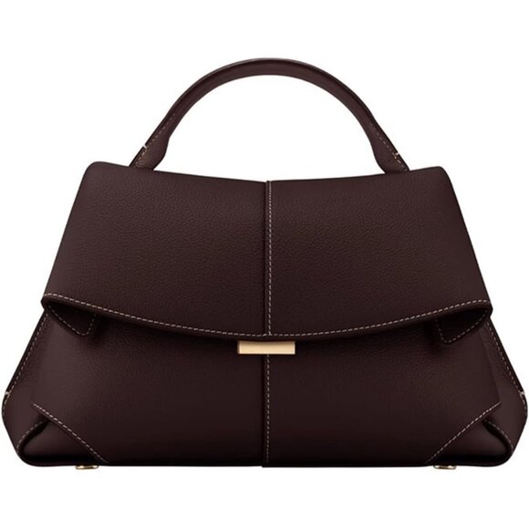 Women's Genuine Leather Coffee Handbag Satchel Crossbody Zipper